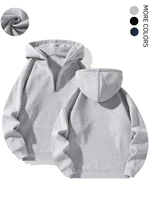 Men's solid color half zip hoodie, casual plain long sleeve pullover sweatshirt men's wear, autumn dress, autumn and winter wear 1