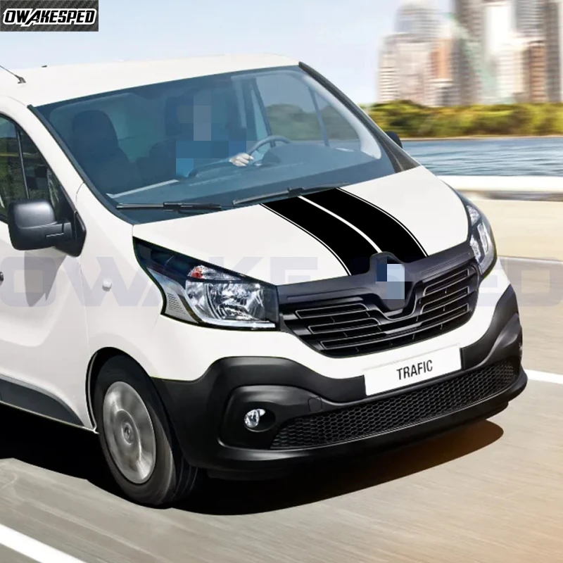 Car Engine Cover Sticker For Renault Trafic Camper Van MPV Racing Accessories Auto Hood Bonnet Decor Vinyl Decal Sport Stripes 1