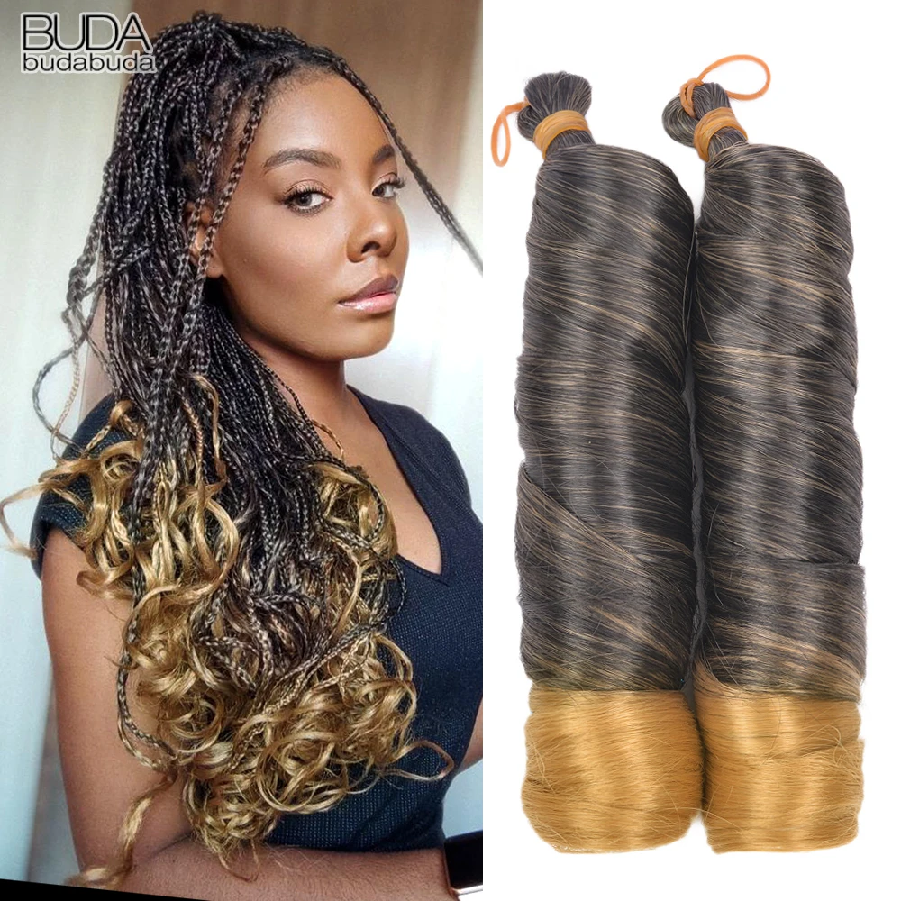 

Spiral Curls Braiding Hair 24Inch Synthetic French Curls Braids Hair For Women Pre Stretched Hair Loose Wave Curl Crochet Hair