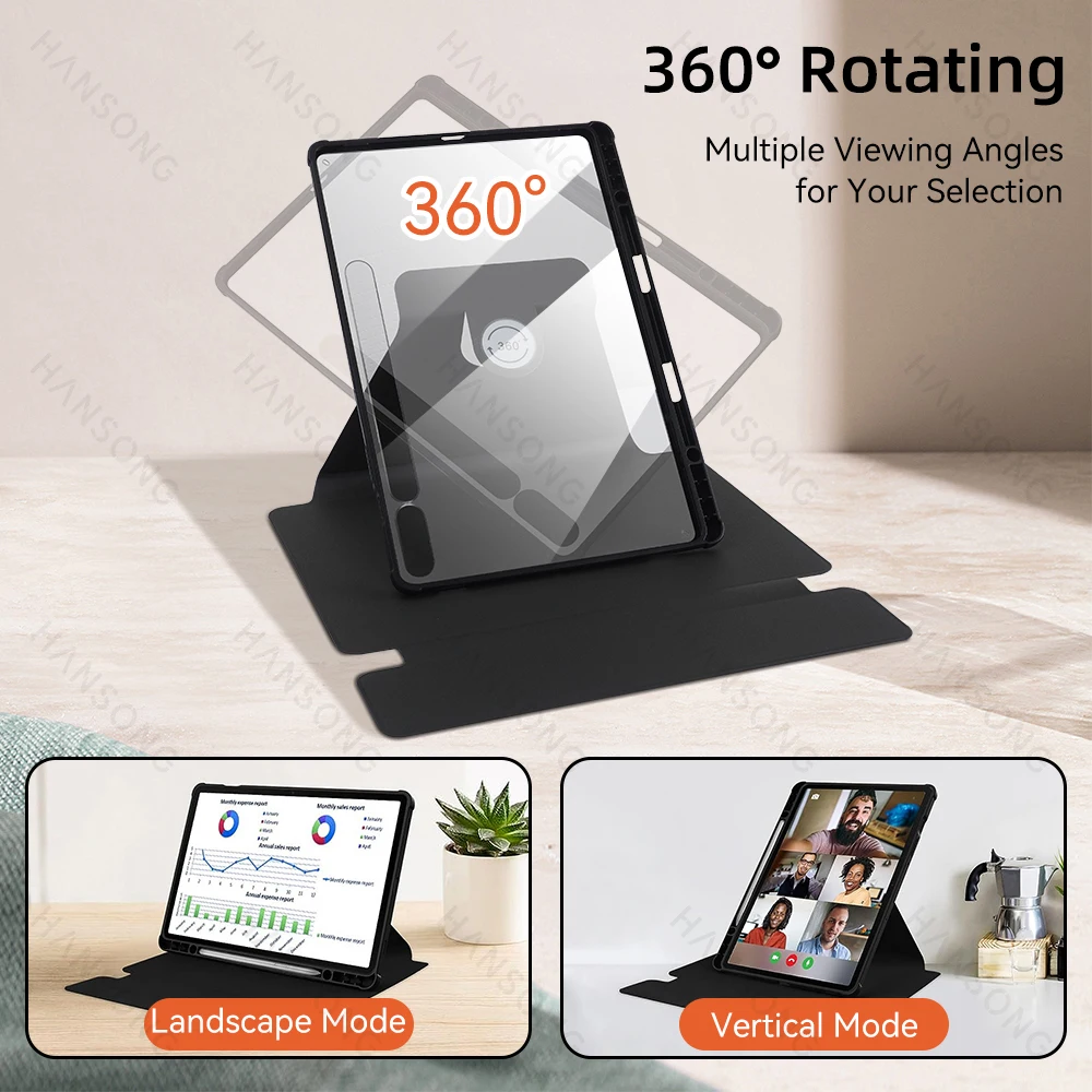 Teclado Transparente para Samsung Galaxy Tab 360 ° Tampa Rotativa s9 11 Sm-x710 Sm-x716 s9 Plus 12.4 Sm-x810 Sm-x816 Case - Imagem 6