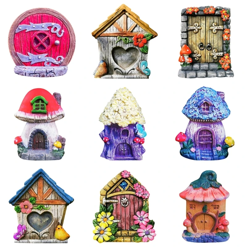 

Tiny House Fairy Door, Handmade Elf Door for Garden Decoration Drop Shipping