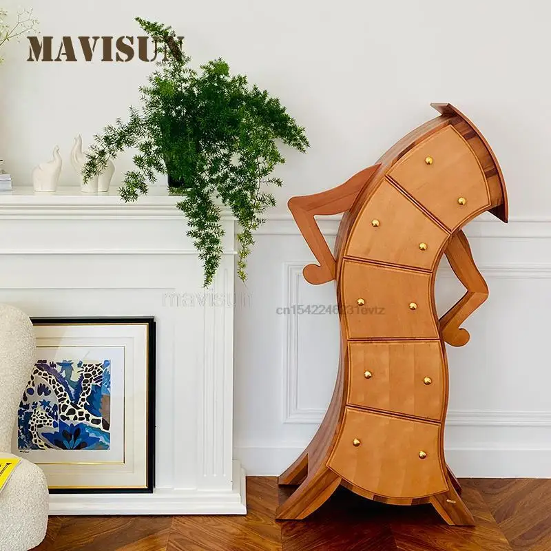 Simple 5-Layer 5 Drawers Wooden Cube Storage Cabinet Modern Minimalist Portable Storage Furniture Cute Living Room Cabinets