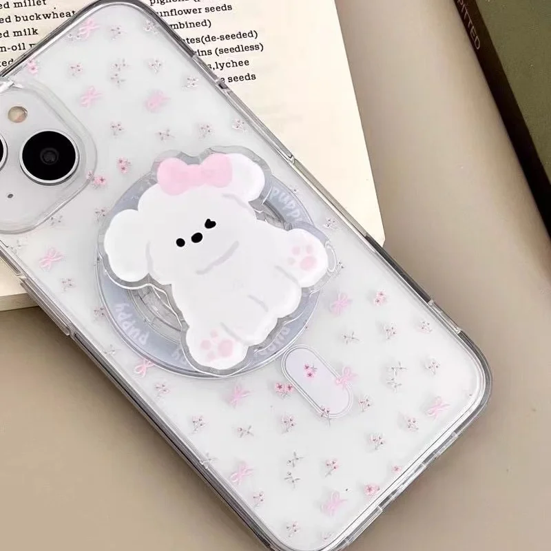 Magnetic Floral Bow Phone Case with Holder