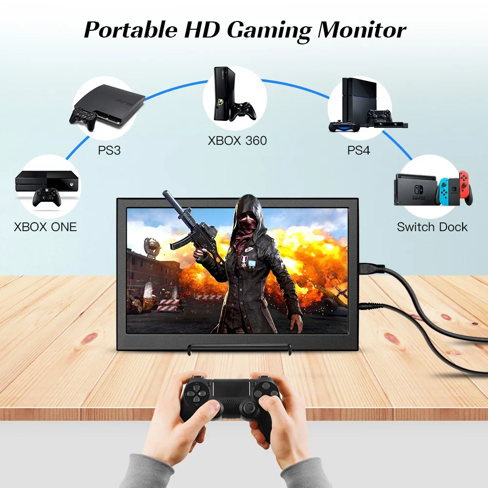Miktver ޴ HD ̹ , 1920x1080P IPS  ÷, USB 5V, 2A  , Ʈ PC ̴ HDMI Ʈ, 13.3 ġ