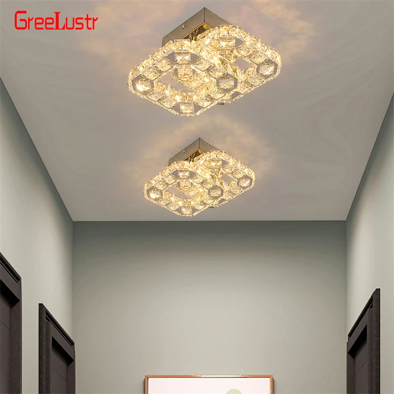 

Modern K9 Led Crystal Ceiling Lamp Corridor Porch Lighting Bedroom Chandeliers Pendant Lustres Chrome Plafonier Fixture Decor