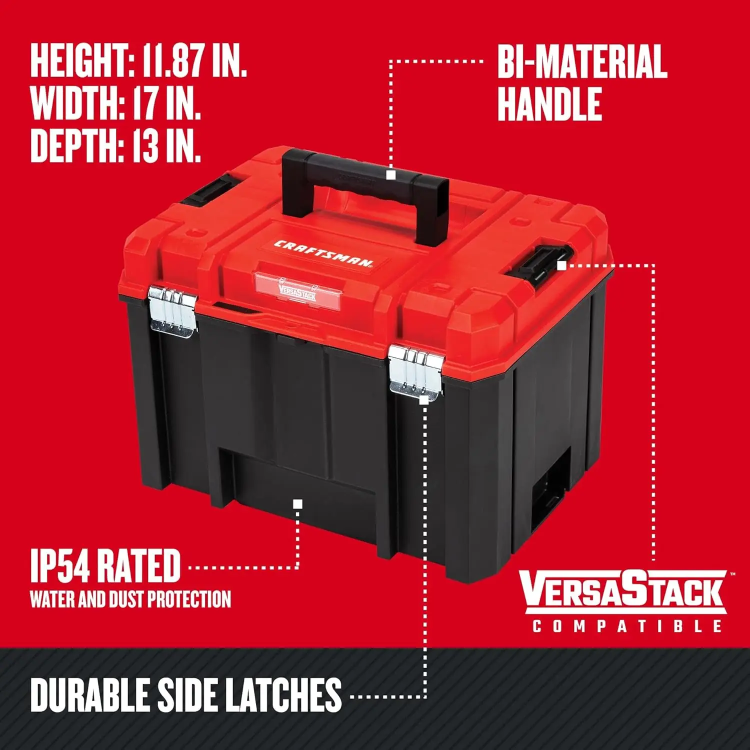 VERSASTACK Deep Tool Box, Lockable, 17-in. (CMST17825) Bi-material Handle on Top of Each Unit for Easy and Comfortable Lifting 2