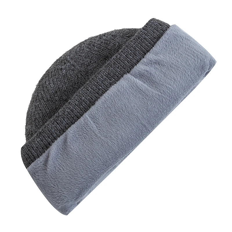 New Unisex Winter Hat Fur Lined Warm Dandy Cap Stylish Soft Beanie Hats For Men Women Thicken Ski Sports Knitted Hat