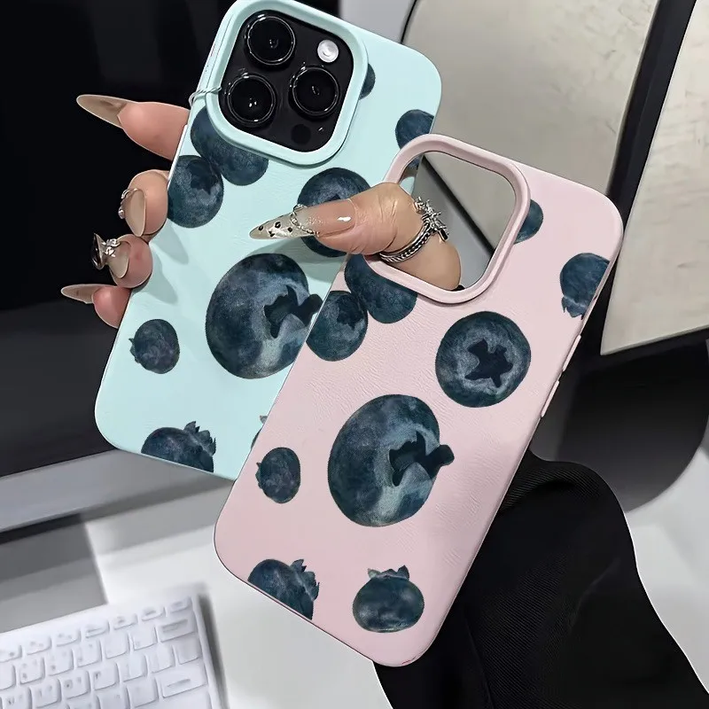 Minimalist Blueberry Pattern Silicone Bumper Phone Case