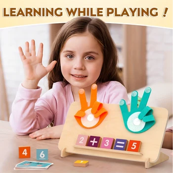 Kids Wooden Finger Arithmetic Montessori Education Toys Learning Math Operations Addition Subtraction Cognitive Matching Board 1