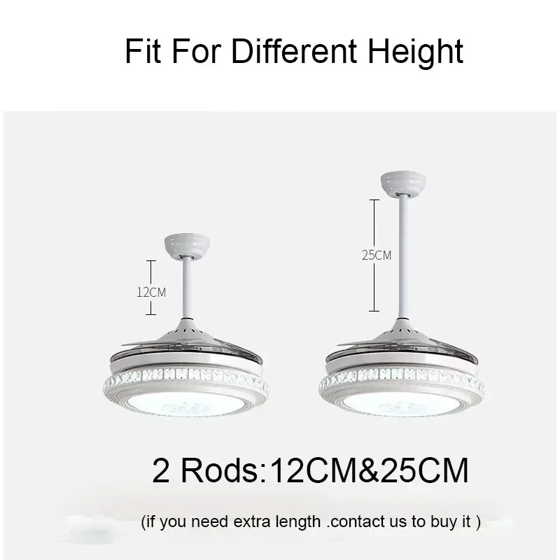 Invisible Ceiling Fan With Light Living Room Dining Bedroom Remote Control DC Motor 6 Speeds Crystal Chandeliers Ceiling Fans