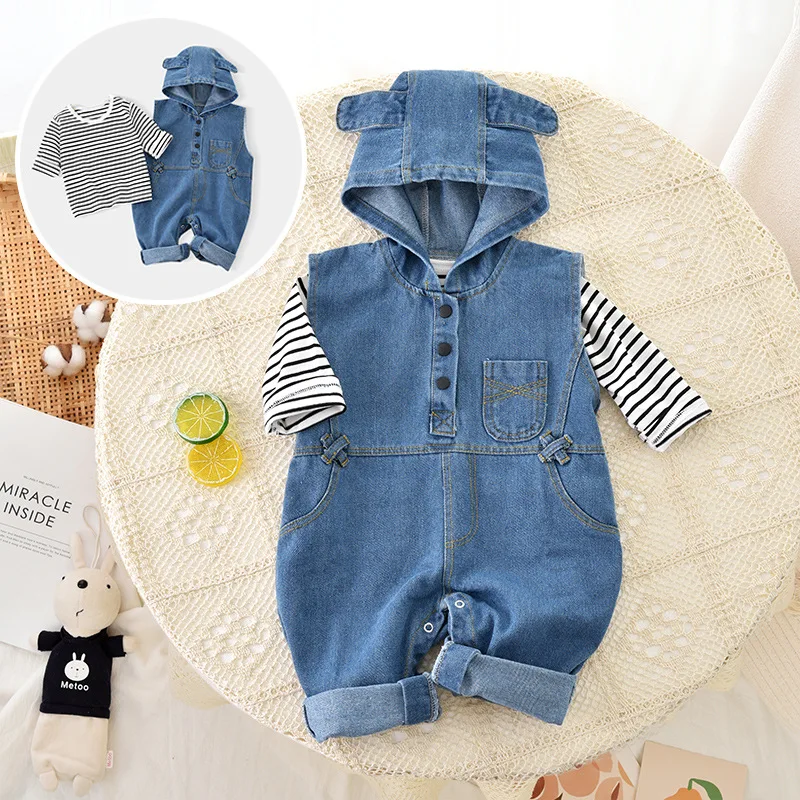 Autumn Baby Denim Romper Set