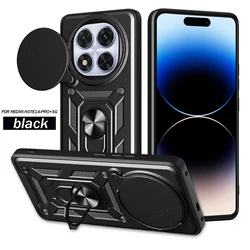 Shockproof Armor Case with Car Holder and Camera Lens Protection - Redmi Note 14 5G (Global) (Black)