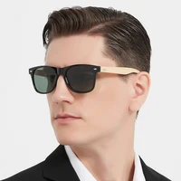 Fashion Bamboo Wood Vintage Square Sunglasses Wooden Men Women Luxury Brand Designer Sun Glasses Driving Fishing UV400 Eyewear - Image 3