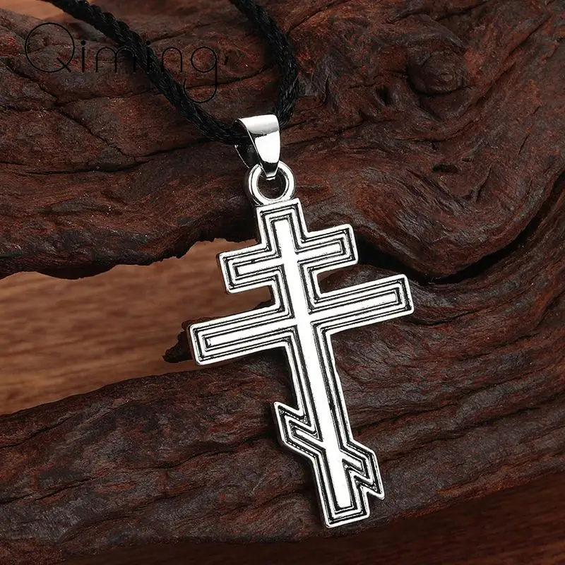 Men Russian Orthodox Cross Necklace Christian Orthodox Crucifix