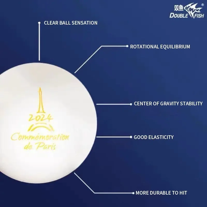 Description Picture 5 of itemDouble Fish Memorial Ball 2024 Paris Olympics V40+ Ping Pong Balls Official 3 Star Gift Box Table Tennis Ball Limited Edition