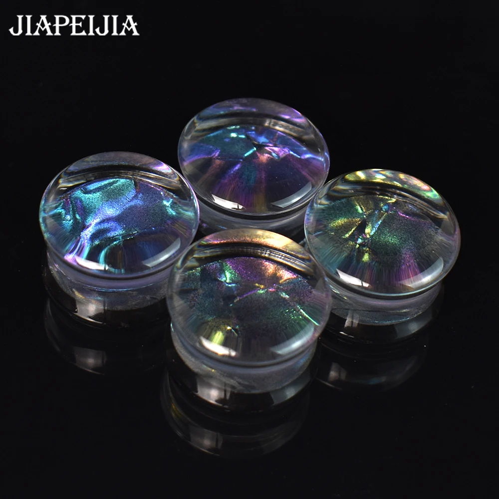 2pcs 6-50mm 여러 가지 빛깔의 귀 게이지 터널 더블 플레어 플러그 귀 들장미 확장기 바디 피어 싱 쥬얼리 여성 남성을위한