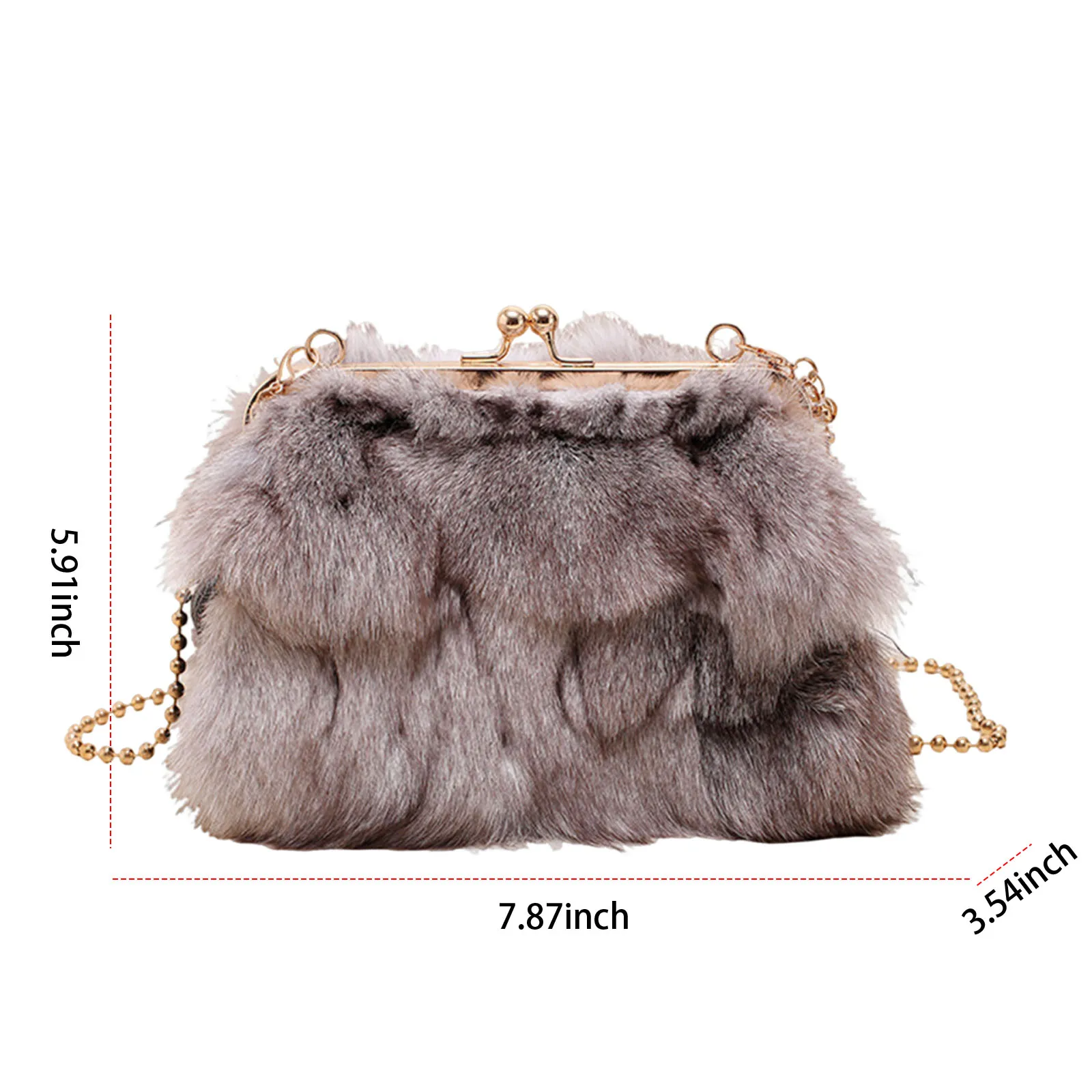 Fluffy Messenger Bag Solid Color Top Handle Handbag Furry Hobo Handbag for Women Ladies Work Travel Commuting
