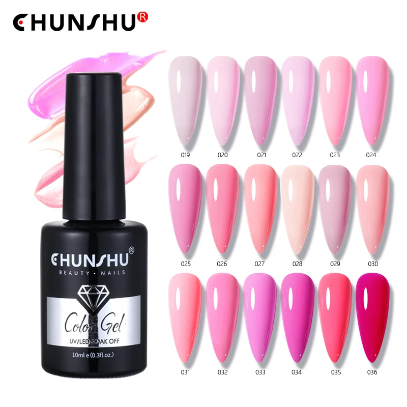 

CHUNSHU Nail Gel Polish 10ML Pink Color Series Semi Permanent Varnish Soak Off UV LED Top Base Gel Nail Art Design DIY Manicure