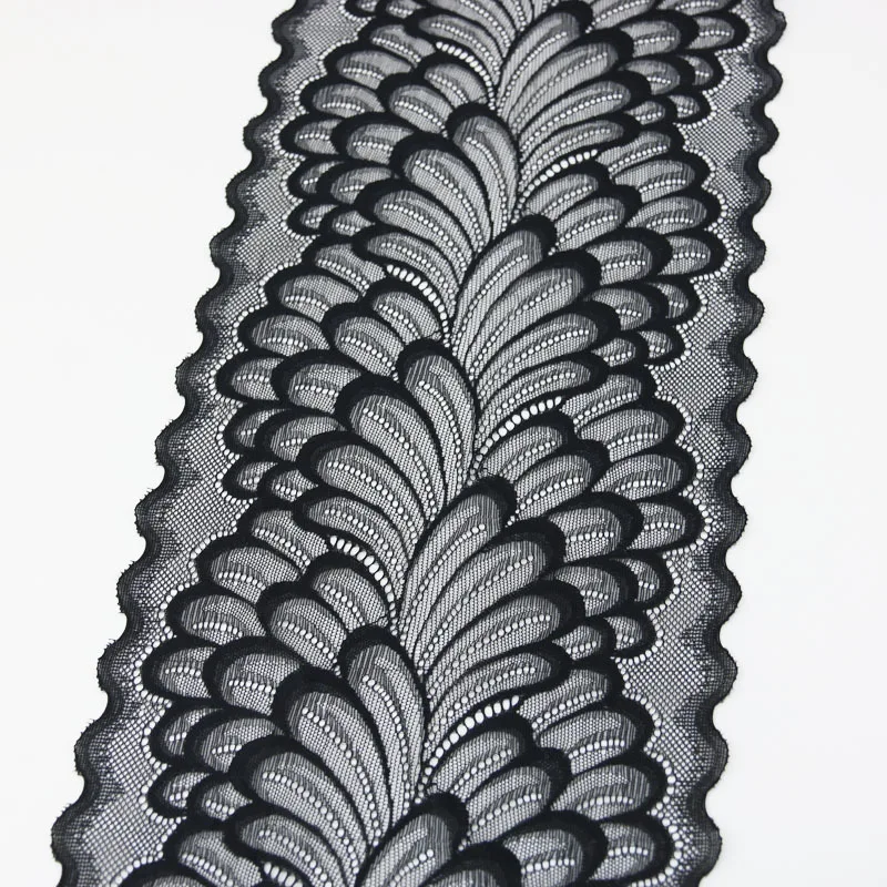 (3 meters/lot) 220mm Leaves Elastic Stretch Lace Trims For Clothing Accessories Dress Sewing  Lace Fabrics Handwork DIY Decorate