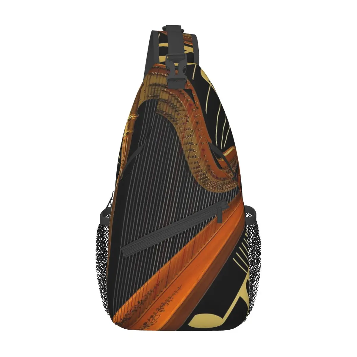 

Harp And Music Note Art Chest Bag Trendy With Zipper Mesh Bag Out Nice gift Multi-Style