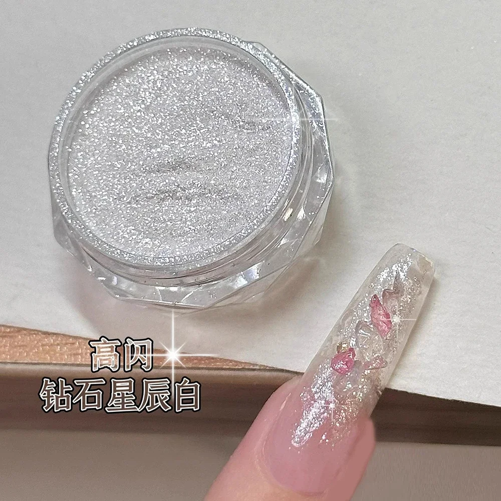 1 Jar Iridescent Pearl Effect Nail Art Powder - Mirror Chrome Aurora Mermaid Finish