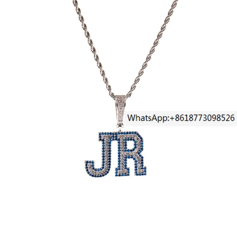 

Hip Hop New Micro Inlaid Colorful Diamond Zircon Letter Combination Pendant Song Script Solid Necklace Personalized Accessories