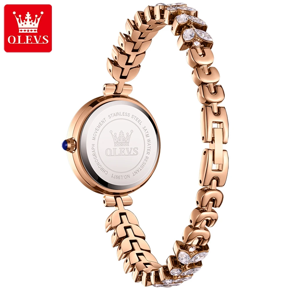 OLEVS Fashion Diamond Quartz Watch for Women Waterproof Rose Gold Crystal Bracelet Womens Watches Top Brand Luxury Montre Femme