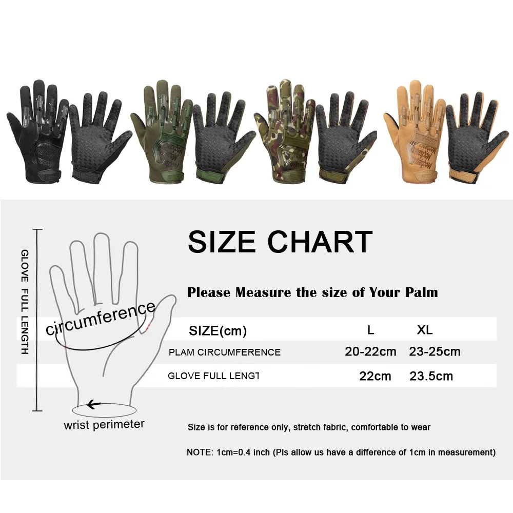 Tactical Gloves Outdoor Full Finger Glove for Men Women Cycling Hiking Biking W16 safety work gloves