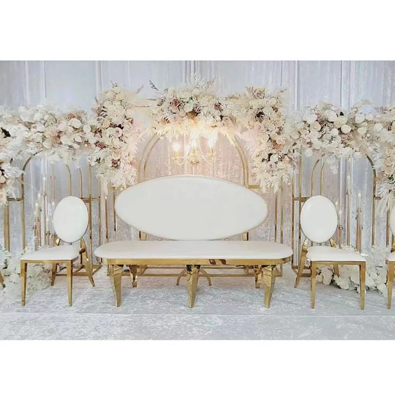

Wholesale gold stainless steel Wedding Flower Metal Props Outdoor Backdrop For Events decoration