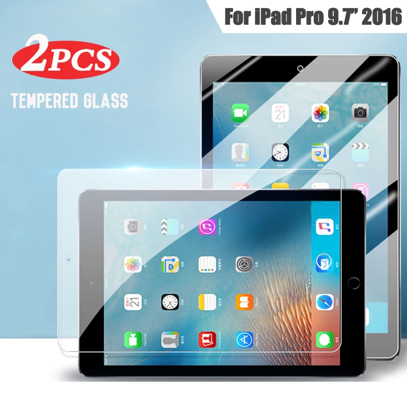 9H Tempered Glass Screen Protector For iPad Pro 9.7'' 2016 Glass Protector A1673 A1674 A1675 Anti Scratch Protective Film 2pcs tablet tempered glass screen protector cover for apple ipad air 4 ipad pro 11 anti scratch full coverage protective film