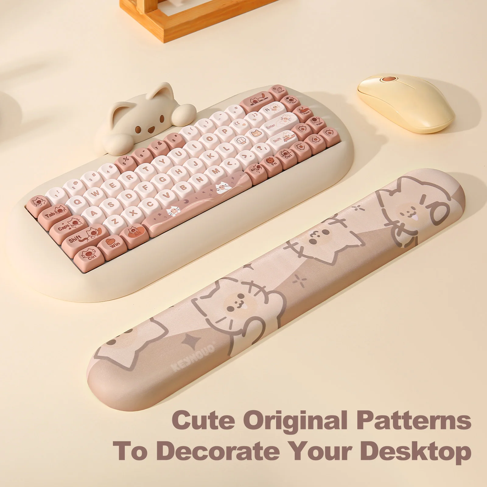 Yunzii-apoio Ergonômico Bonito do Teclado e do Pulso Antiderrapante Base do Plutônio Escritório Jogos Computador tipo Alívio da Dor Miau do Café - Imagem 6