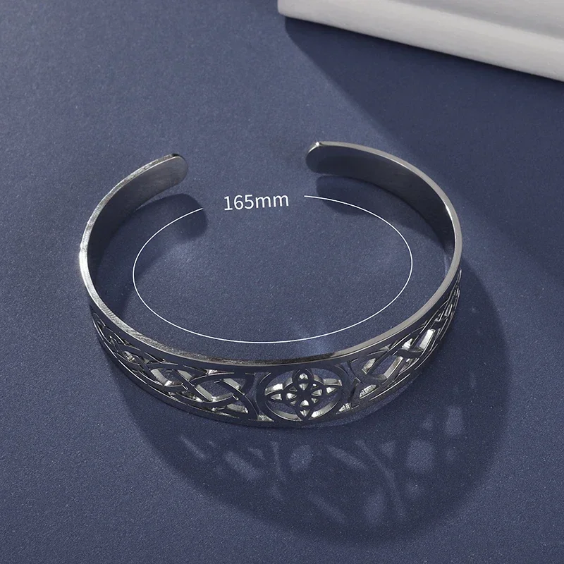 Stainless steel bracelet stainless steel charm witch knot bracelet adjustable open bracelet Celtic witchcraft amulet jewelry for men women birthday gift
