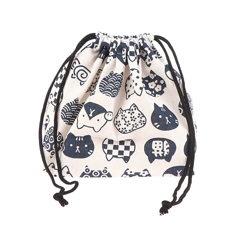 Japon tarzı öğle yemeği çantası İpli öğle yemeği çantası Bento Tote kılıfı taşınabilir çocuk saklama kutusu seyahat sofra saklama çantası