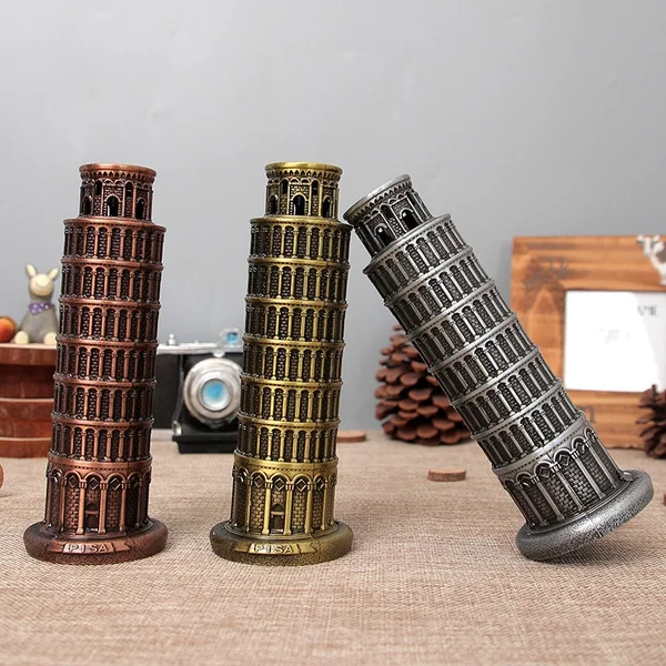 

Retro Alloy Crafts Italy Leaning Tower of Pisa Model for Travel Memorial Home Office Decoration Gifts Collection