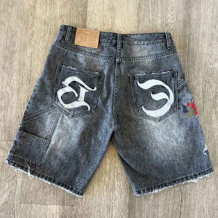 Shorts Y2K Jenas Retro Hip Hop Embroidery Retro Baggy Denim Gym Shorts Mens Womens High Waist Casual Basketball Casual