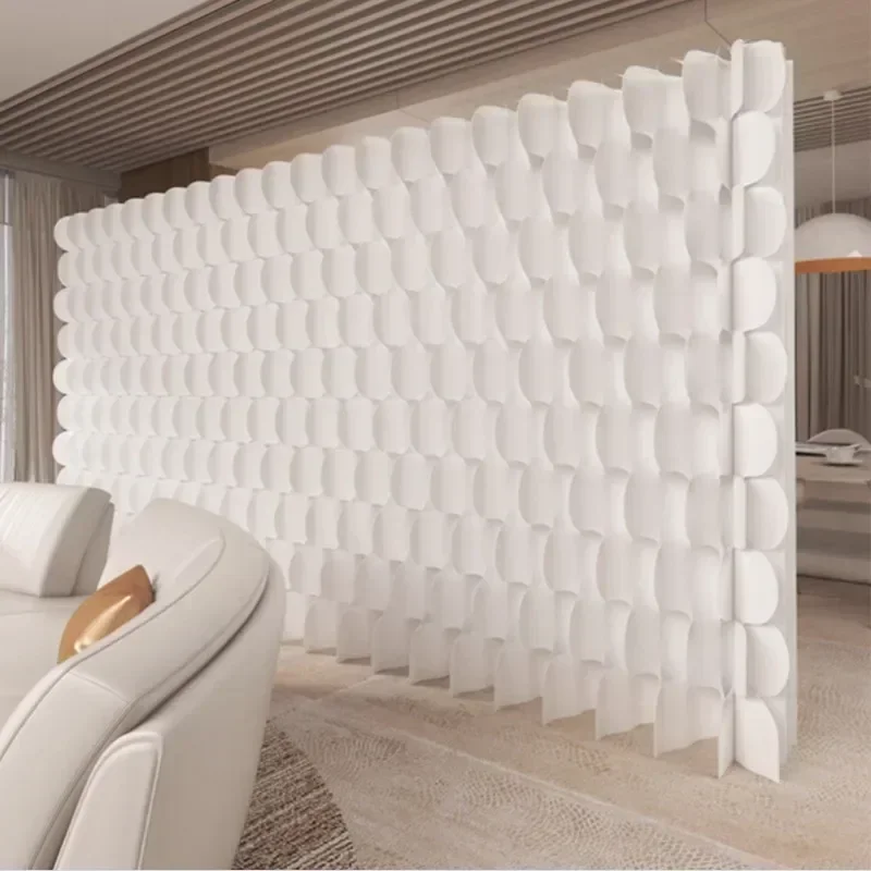Creative Fish Scales Removable White Organ Paper Wall Screen Room Dividers Office Partition Folding Baffle 1.6m 2m 2.4M Height