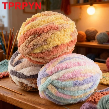 Chunky Yarns for Knitting and Crochet Blanket Cushion Multicolor Chenille 1