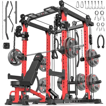 Multi-Function Power Rack Cable Crossover System Squat Home Gym, Custom 1