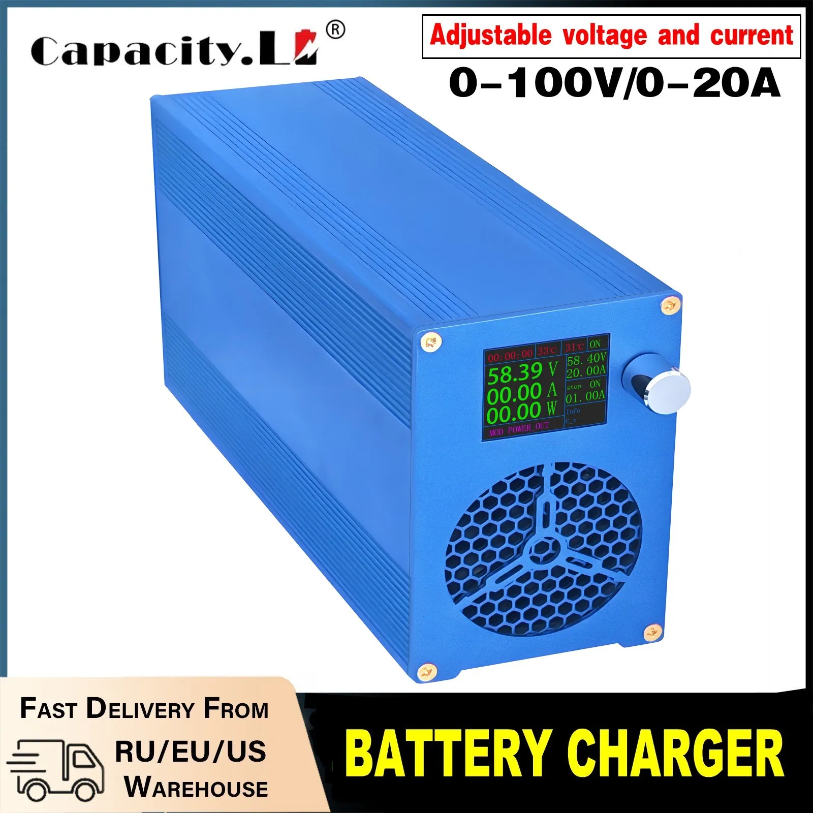 12V24V48v72v84v100V LifePO4 충전기 20A40A 고속 배터리 충전기 LifePO4에 적합한 조절 가능한 고출력 어댑터