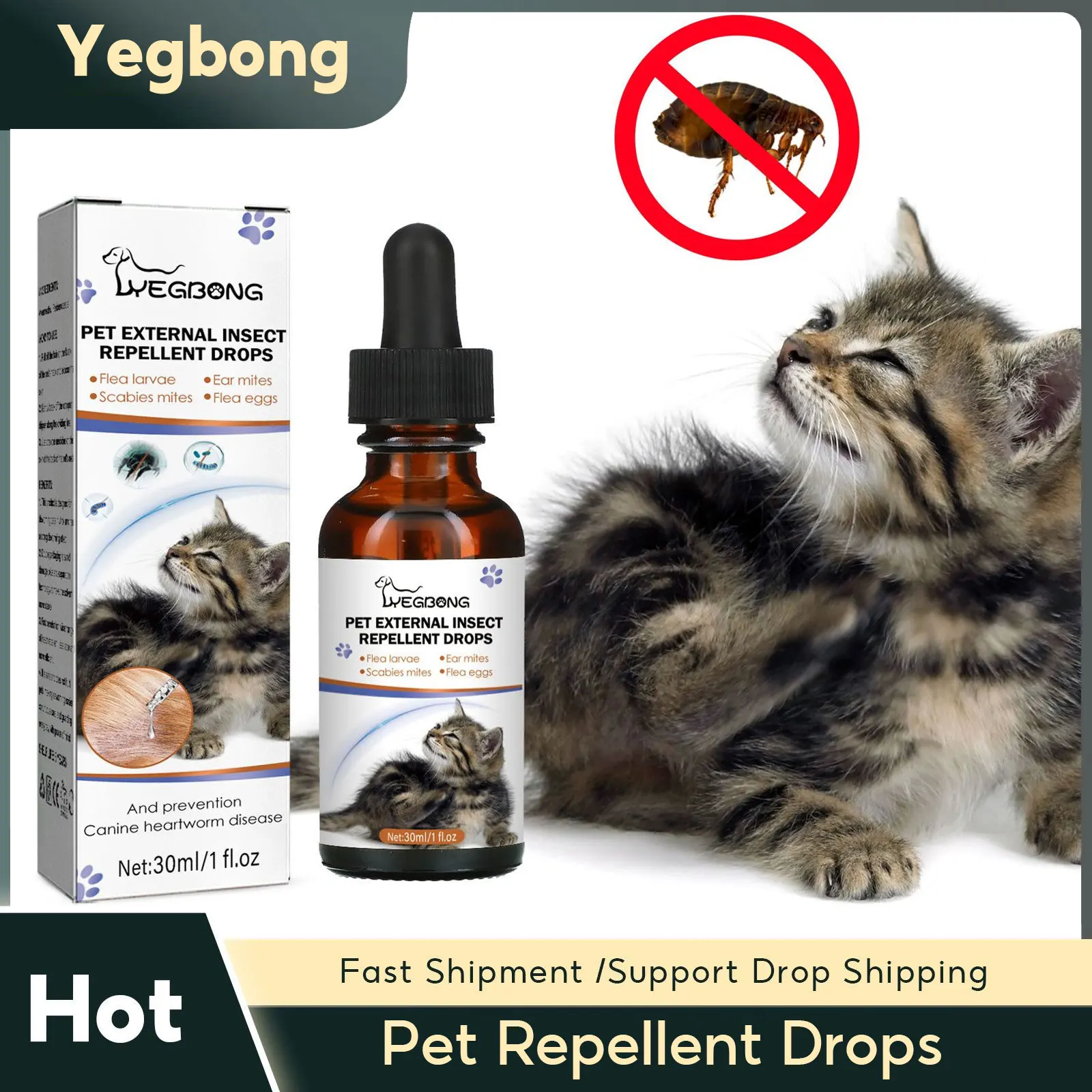 Pet Anti-Flea Drops Mites Insect Repellent for Formula Cats Dogs Flea Removers Flea Lice Killer Spray Anti Itching Care Products pet kill flea