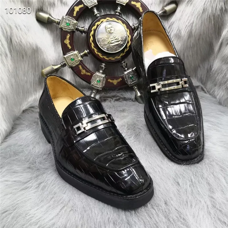 

Business Style Authentic Crocodile Skin Lightweight Outsole Men Dress Loafers Genuine Real Alligator Leather Male Slip-on Shoes