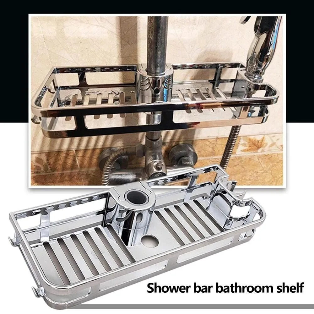 

ABS Stand Soap Dishes Storage Rack New Punch Free Silver Shower Rack Soap Holder