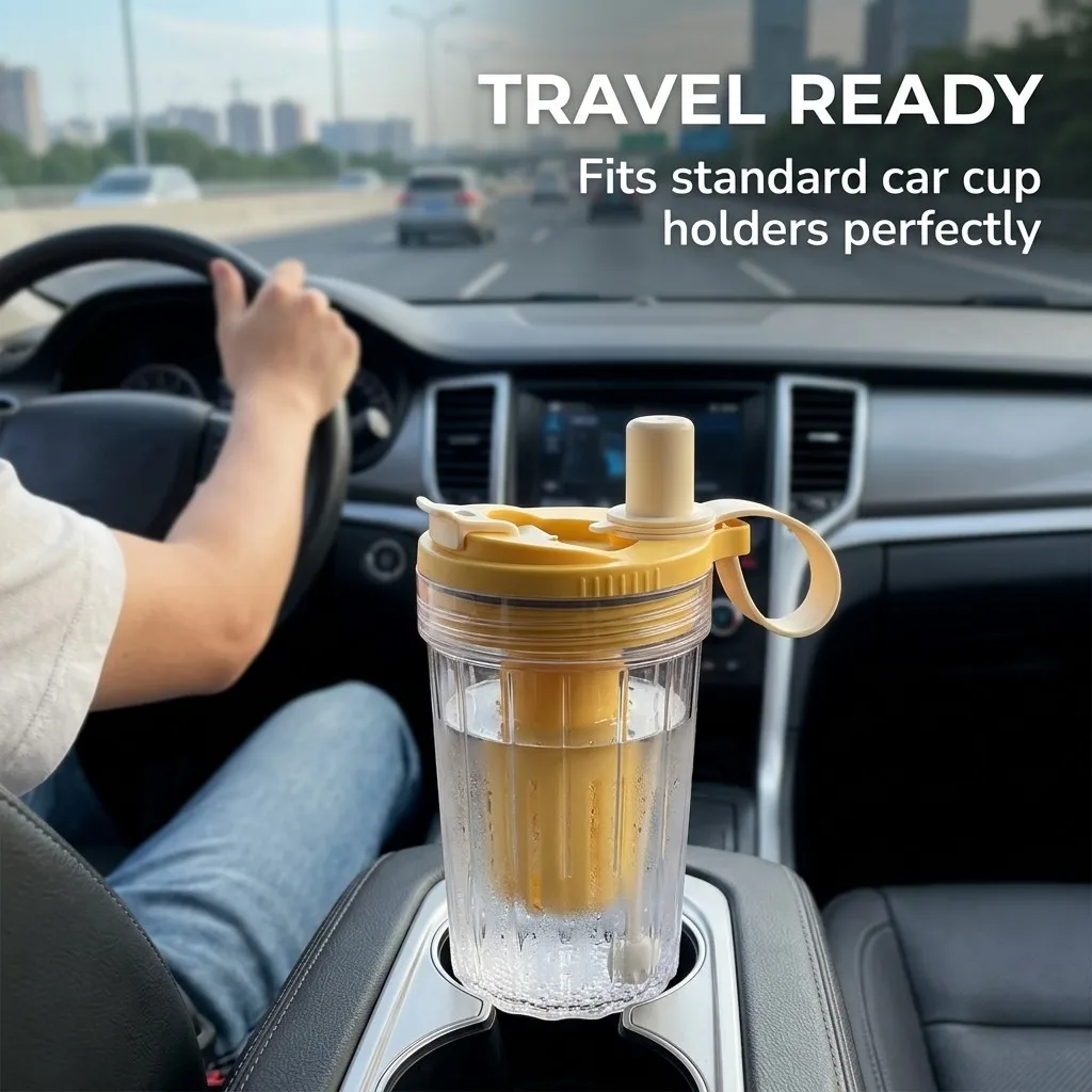 Leak-Proof Transparent Sports Bottle with Reusable Straw and Tea Strainer
