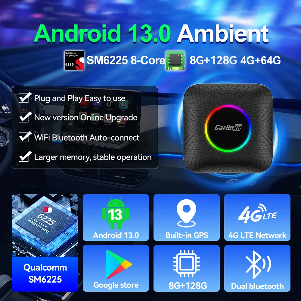 CarlinKit ̴ Ʈ AI TV ڽ, ȵ̵ 13 ī÷, ȵ̵ ڵ  , ¶ ׷̵ Ʈ TV ڽ,  ÷ 