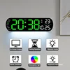 Digital Wall Clock Large LED Screen Temperature Humidity Display Electronic Alarm Clock Creative Home Decoration Remote Control 3