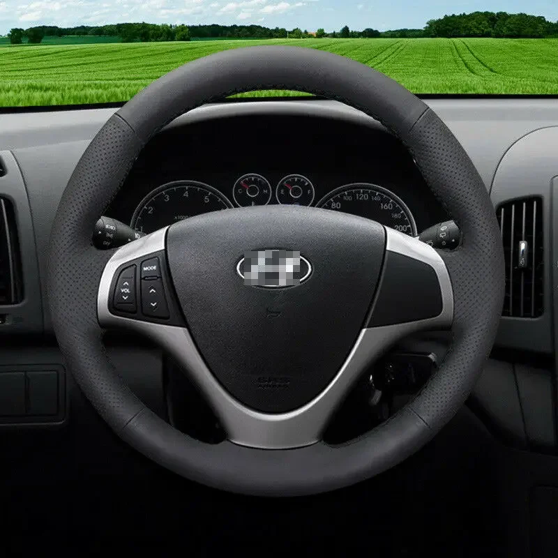 

Чехол на руль для Hyubdai i30, кожаная накладка на руль, черного цвета