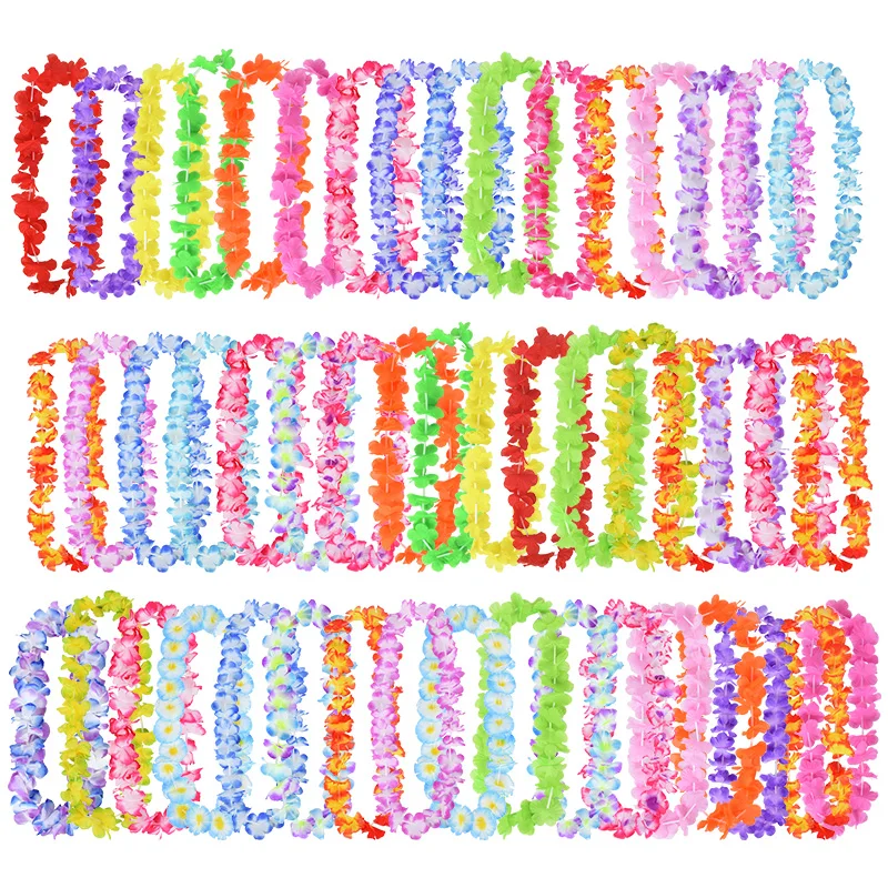 Hawaiian Flower Wreath Necklace Set for Luau Party Decoration Tropical Lei