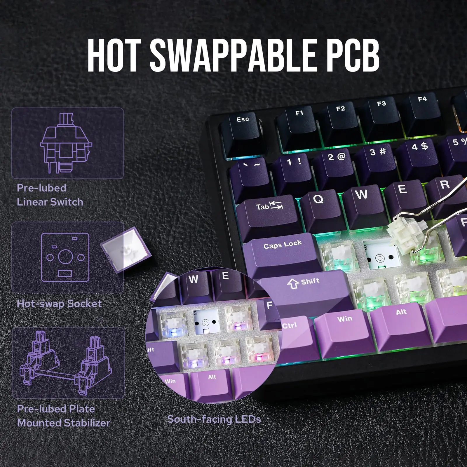 EPOMAKER HE75 Mag 75% Hot-Swap montowana na uszczelce