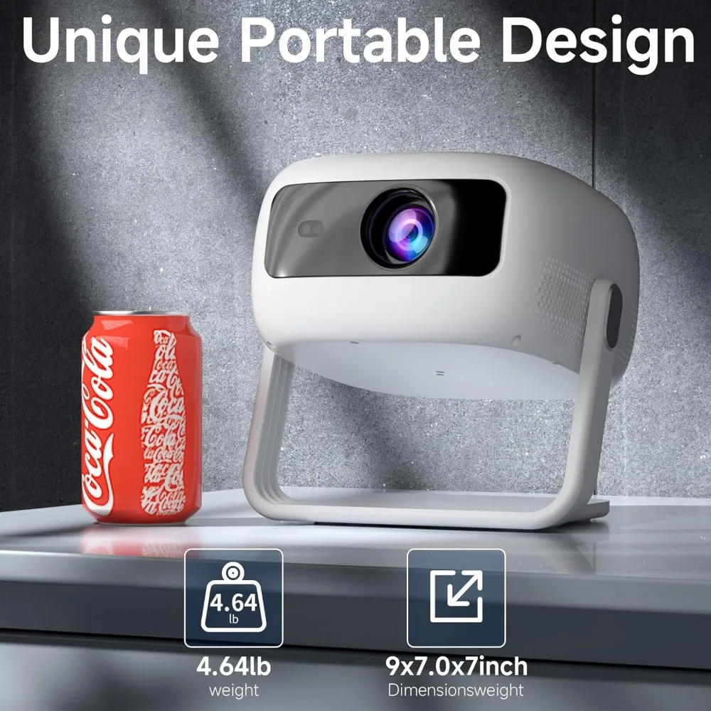 [360°Adjustable Stand] Mini Projector with WiFi and Bluetooth: Electric Focus & Auto Keystone 1080p Supported, 15000L 6