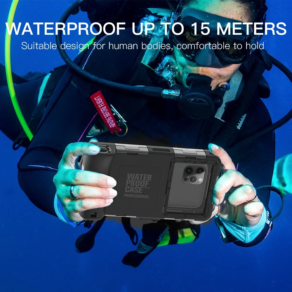 15M Waterproof Case For iPhone 15 14 13 12  Pro Max Underwater Photography Diving Phone Case Shell For Samsung S24 S23 22 Ultra
